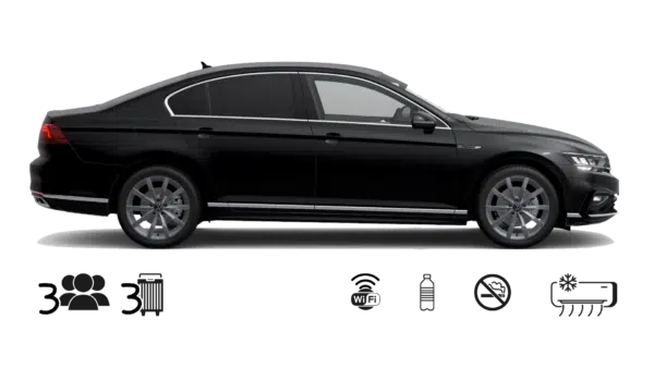 VW Passat and Škoda superb black limo